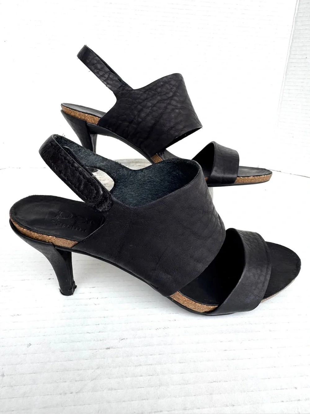 Pedro García Black Leather Kitten Heel Slingback Sandals, EU 36 (US 6)